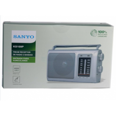 Radio Anal&oacute;gica SANYO de Sobremesa Am/fm, Red y Pilas, Plata KS109P