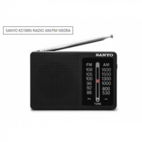 Radio SANYO Analógica Portátil Am/fm Receptor 2 Bandas Entrada para Auriculares KS106N