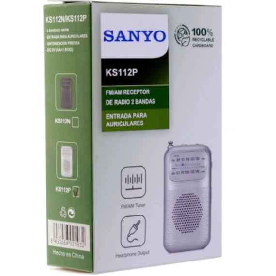 Radio de Bolsillo Analógica SANYO KS112P Am/fm con Altavoz (plata)
