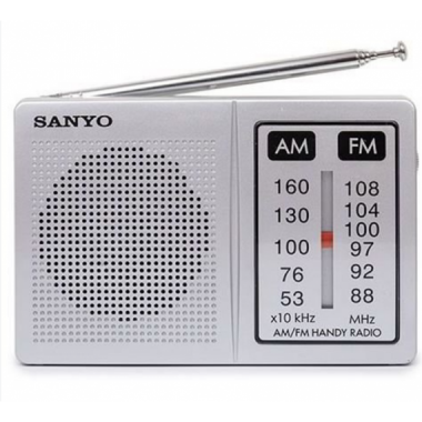 Radio Port&aacute;til de Bolsillo SANYO KS108P con Altavoz Integrado, Plata