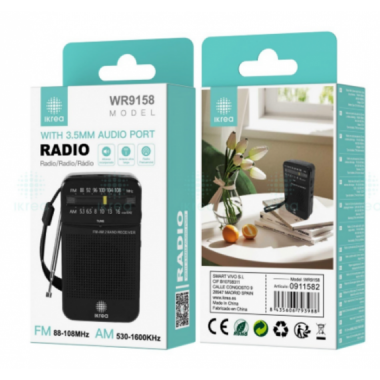 Radio Port&aacute;til IKREA WR9158 Fm/am con Antena Larga y Correa Negra