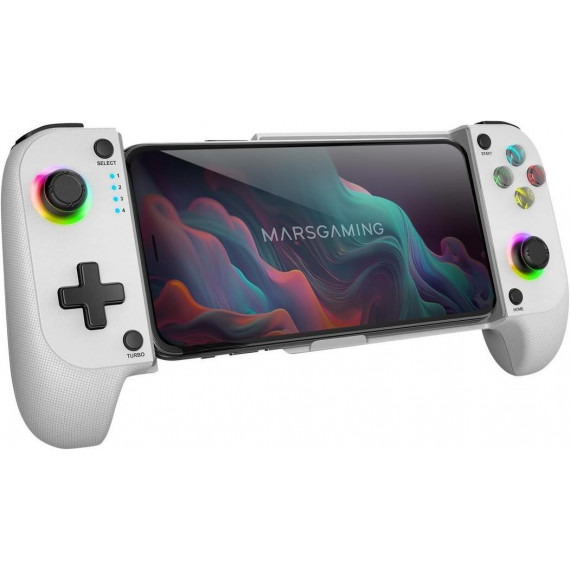 Gamepad Mars Gaming MGPX Bluetooth 5.0 para Android/iOS con Soporte 6.8" Blanco