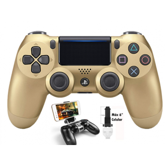 Mando Inalámbrico Compatible PS4 Dorado y Negro