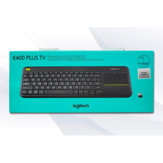 Teclado Inalámbrico Logitech K400 Plus con Touchpad para Smart TV, Negro