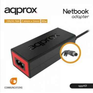 Cargador Port&aacute;til APPROX para HP 7.4 mm x 5.0 mm 90W APPA01 Negro/Rojo