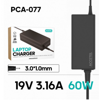 Cargador Accetel Port&aacute;til para Samsung 19V 3.16A (3.0*1.0mm) 60W PCA-077