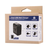 Cargador PULUZ de Pared USB Dual con Adaptadores Eu/uk/us/au