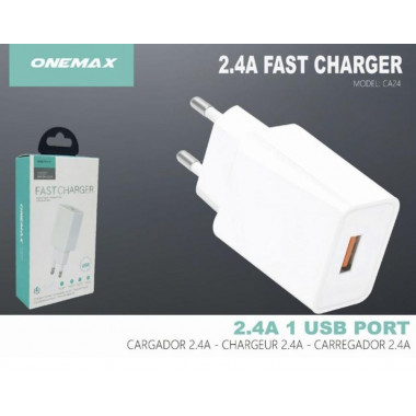 Cargador Onemax USB 2.4A Ultra R&aacute;pida AF03