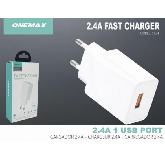 Cargador Onemax USB 2.4A Ultra Rápida AF03