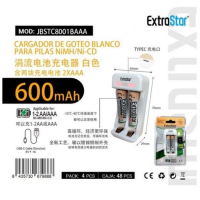 Cargador + 2 Pilas Aaa EXTRASTAR para Pilas Nimh/ni-cd 600 Mah Blanco