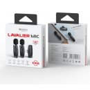 Micrófono Inalámbrico Yesido Lavalier de Baja Latencia con Doble Transmisor y Receptor 8 Pines Negro KR14