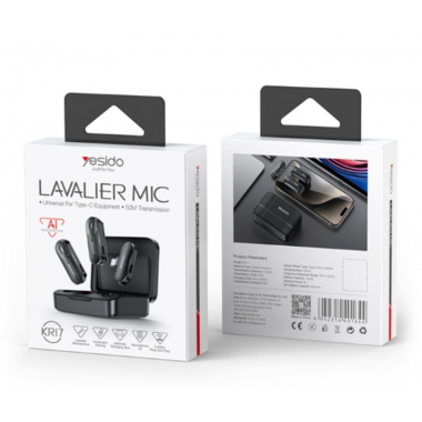 Micr&oacute;fono Inal&aacute;mbrico Yesido KR17 con Conexi&oacute;n Dual Tipo C y Lightning, con Estuche de Carga