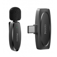 Micrófono Lavalier Inalámbrico Yesido KR11 con Receptor USB-C de Baja Latencia, Negro