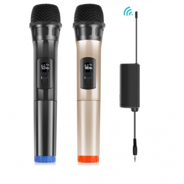 Micr&oacute;fono Dual Inal&aacute;mbrico UHF PULUZ Dynamic PU643 con Display LED y Conector 3.5mm Negro