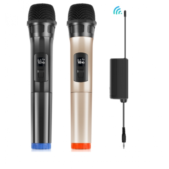 Micrófono Dual Inalámbrico UHF PULUZ Dynamic PU643 con Display LED y Conector 3.5mm Negro