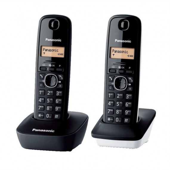 Teléfono Inalámbrico Panasonic KX-TG1612 Dúo Negro con Blanco