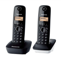 Teléfono PANASONIC Inalámbrico KX-TG1612 Dúo Negro con Blanco