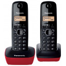 Teléfono Inalámbrico Panasonic KX-TG1612 Dúo Rojo y Negro