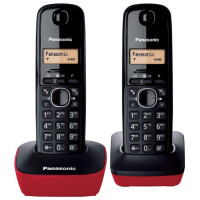Teléfono PANASONIC Inalámbrico KXTG1612 Dúo Rojo con Negro