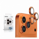 Protector de Cristal para Lentes de Cámara Accetel con Marco Metálico iPhone 15 Pro / 15 Pro Max Naranja (3 Uds.) 205IP17P