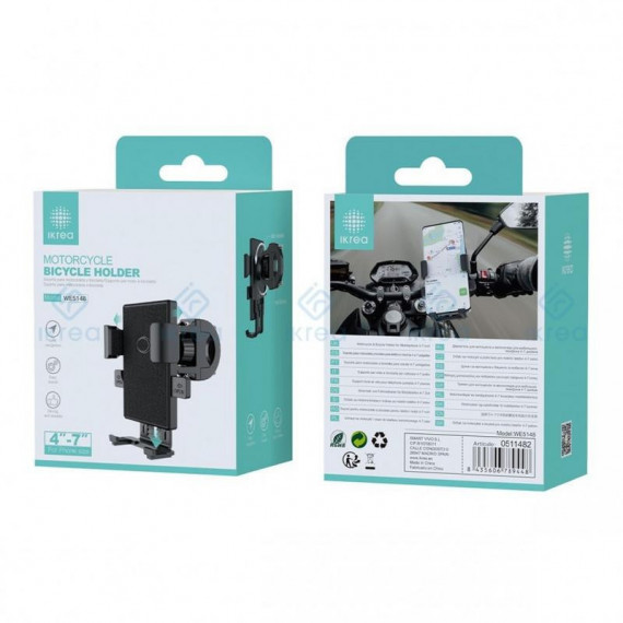 Soporte Universal Ajustable IKREA para Manillar de Moto o Bicicleta WE5148 Negro