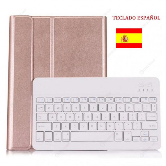 Funda con Teclado Bluetooth Español para Samsung Galaxy Tab A7 10.4'' (SM-T500) Rosa