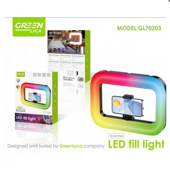 Aro de Luz GREEN LYCA Rgb de 10 Pulgadas con Soporte para Móvil, 40W (GL70203)