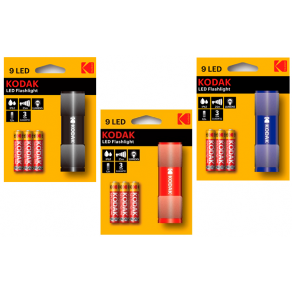 Linterna KODAK 9 Led IP62 (25M, 12H)