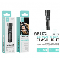 Linterna Antorcha IKREA Led Alta Potencia con Interfaz Usb, 3 Modos, 200M, 150 Lúmenes (WR9172)