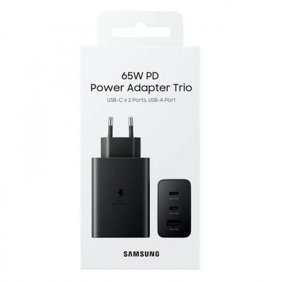 Cargador Samsung PD Adapter 65W Trio Negro EP-T6530NBEGEU