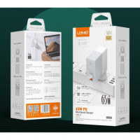 Mini Cargador Rápido LDNIO GaN 65W USB-C + USB-A (A2620C) Blanco