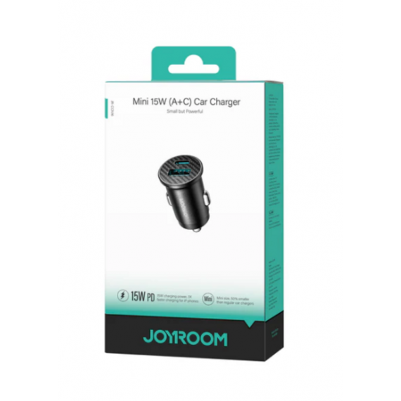 Cargador de Coche Mini Joyroom 15W PD (USB-A + USB-C) JR-CCN16 Negro