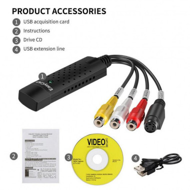 Capturadora de V&iacute;deo Anal&oacute;gico USB 2.0 a 3 RCA + S-Video V-6616