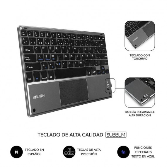 Teclado Bluetooth Universal Subblim con Touchpad SMBT51