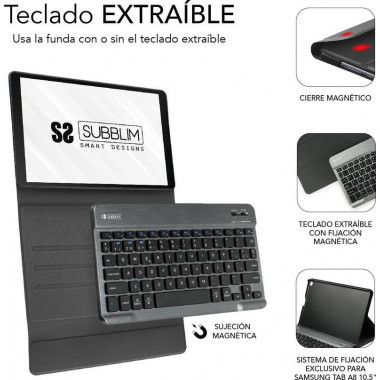 Funda con Teclado Bluetooth Universal Subblim Kaytab Pro BT (SUBKT3-BTS055) Negro
