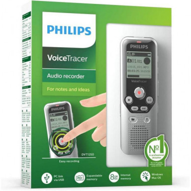 Grabadora de Voz Digital Philips Voice Tracer DVT1250 con 8GB y Lector MicroSD