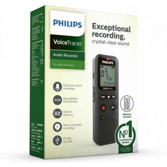 Grabadora de Voz Digital Philips DVT1160 8GB