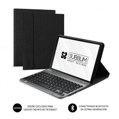 Funda con Teclado Espa&ntilde;ol Bluetooth Subblim para Lenovo M10 HD (2nd Gen) TB-X306X/TB-X306F Negro