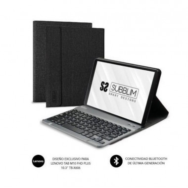 Funda con Teclado Bluetooth Espa&ntilde;ol Subblim para Lenovo Tab M10 FHD Plus (TB-X606) 10.3 Pulgadas Negro