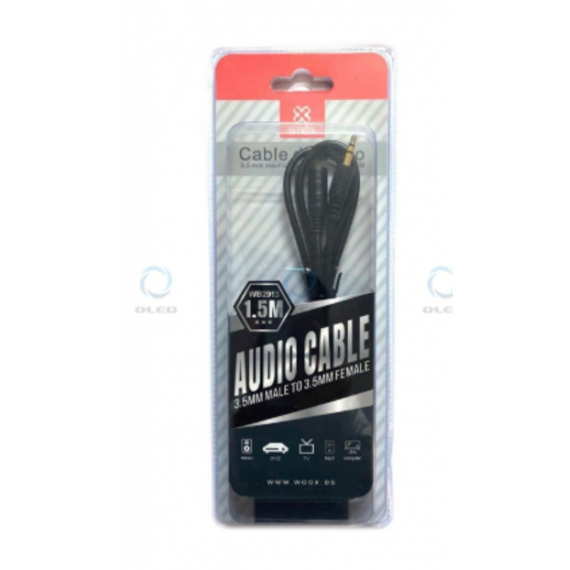 Cable de Audio Jack 3.5MM WOOX WB2913 Negro 1.5M