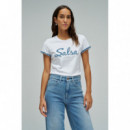 Camisetas Mujer Camiseta SALSA JEANS Branding con Denim