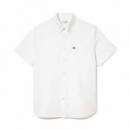 Camisa Oxford Regular Fit de Manga Corta  LACOSTE