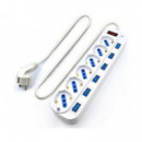 Regleta EWENT 6 Enchufes Shuco con Proteccion E Interruptor Individual para Cada Shuco