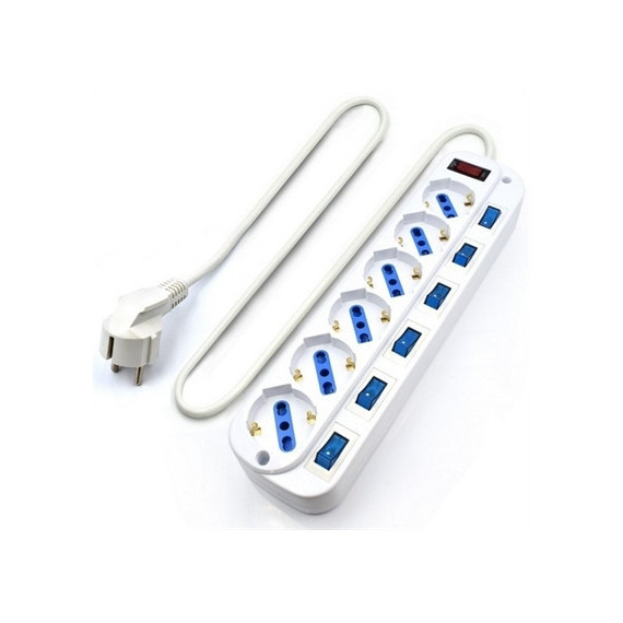 Regleta EWENT 6 Enchufes Shuco con Proteccion E Interruptor Individual para Cada Shuco