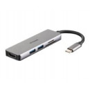 Hub D-Link USB-C a USB 3.0 HDMI Lector de Tarjetas SD/MicroSD Gris (DUB-M530)