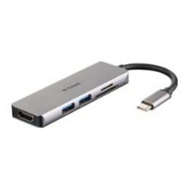 Hub D-Link USB-C a USB 3.0 HDMI Lector de Tarjetas SD/MicroSD Gris (DUB-M530)