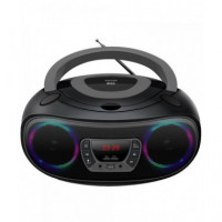 Reproductor DENVER Fm Boombox con Bluetooth, Cd, Radio, Jack y USB TLC-212BT Negro