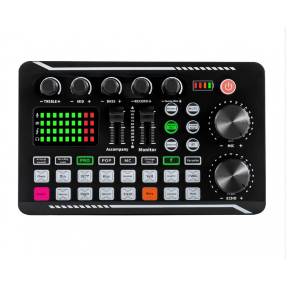 Tarjeta de Sonido y Mezclador F998 para Podcast, Streaming y Cambiador de Voz