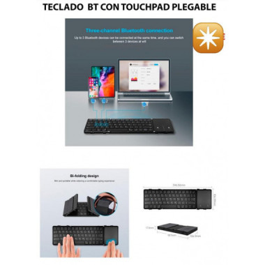 Teclado Plegable Bluetooth con Touchpad Multidispositivo (Layout Ingl&eacute;s)