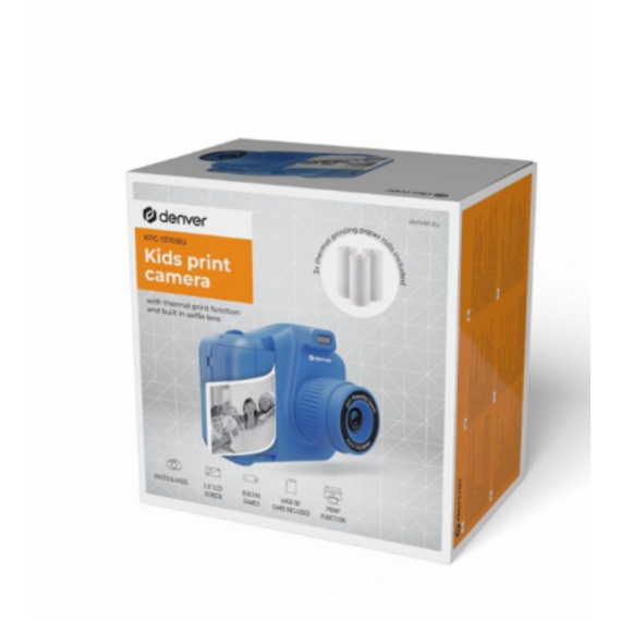 Cámara Digital para Niños DENVER KPC-1370BU Azul con Pantalla Lcd de 2.8" y Tarjeta Sd de 64GB